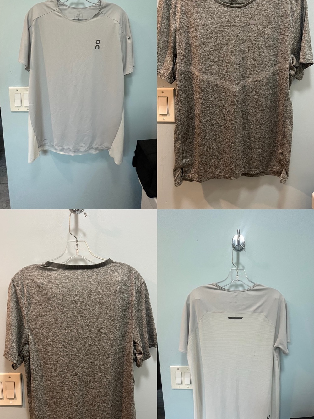 Multiples Men's Short Sleeve Performance Tee - Light Gray and Heather Gray